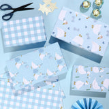 12 Sheets Goose Wrapping Paper, Farm Animal Gift Wrap Paper Cute Goose Gift Packing Paper Folded Flat For Baby Shower Boys Birthday Gender Reveal Diy Crafts, 19.7 X 27.6 Inch, Blue