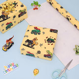 Dinosaur Wrapping Paper Rolls With Cutlines On Reverse - 3 Rolls Birthday Gift Wrap For Kids Boys Girls Dinosaur Party Birthday Gift Wrapping Holiday(17 Inches X 120 Inches)