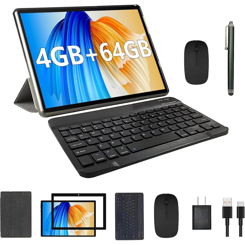 Zbcp20T 10 Inch Android Tablet With Keyboard, Mouse, Case, Stylus, 4Gb Ram, 64