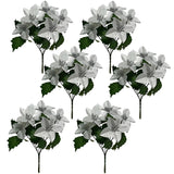 6 Pack Slive Christmas Artificial Poinsettia Flowers Faux Poinsettia Bush Bouquets Silk Poinsettia Christmas Tree Ornaments Poinsettia Flower Arrangement For Home Decor