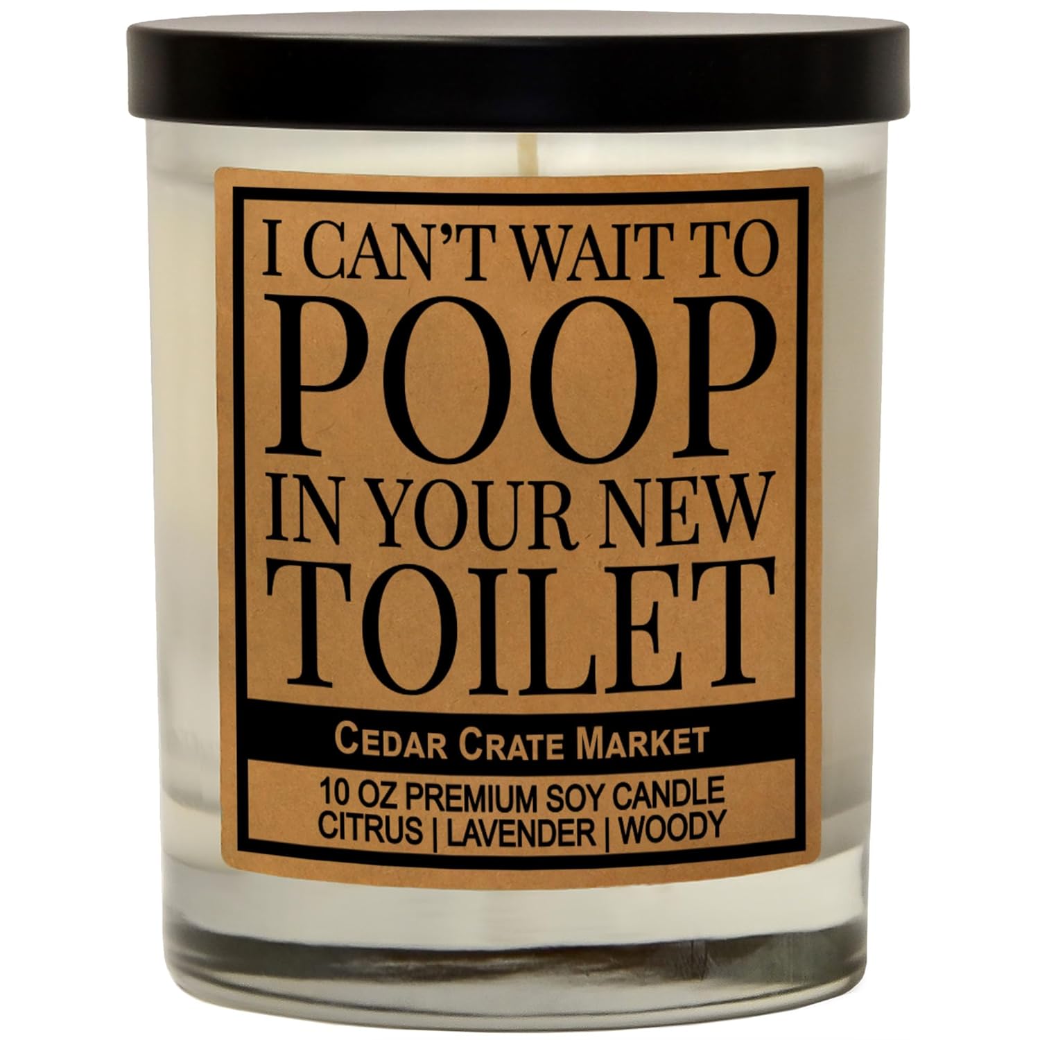 Funny Housewarming Candle – “I Can’T Wait To Poop”,Citrus Lavender Woody Scented Soy Candle, Hilarious New Home Gift, Bathroom Décor, Or Gag Gift For Friends, Hand Poured In Usa
