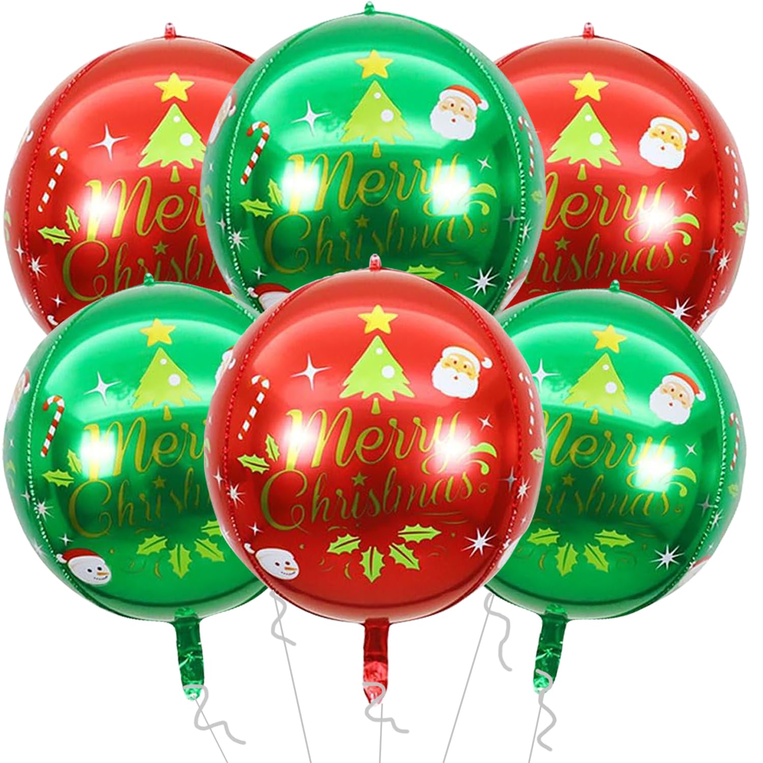 6Pcs Foil Red And Green Balloons For Christmas Party Decorations, Indoor Decorations And Holiday Christmas Party Favors