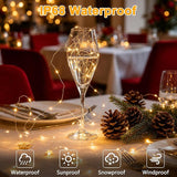 2 Pack Battery Operated Fairy Lights 66FT 200 LED Warm White Silver Wire Twinkle String Lights with 8 Modes Timer for Bedroom Wedding Christmas Decor