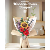 Wooden Flower Bouquet Building Set Craft Kit 3D Puzzles For Adults,Artificial Flower Botanical Collection,Mothers Day/Valentine'S Day/Christmas/Birthday Gift For Women/Mom-Tw01H