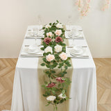 Artificial Rose Garlands Rose Vines Leaves Banners Hanging Floral Garland Fake Rose Flower Vine For Wedding Arch Ceremony Home Garden Outdoor Party Wall Decorations