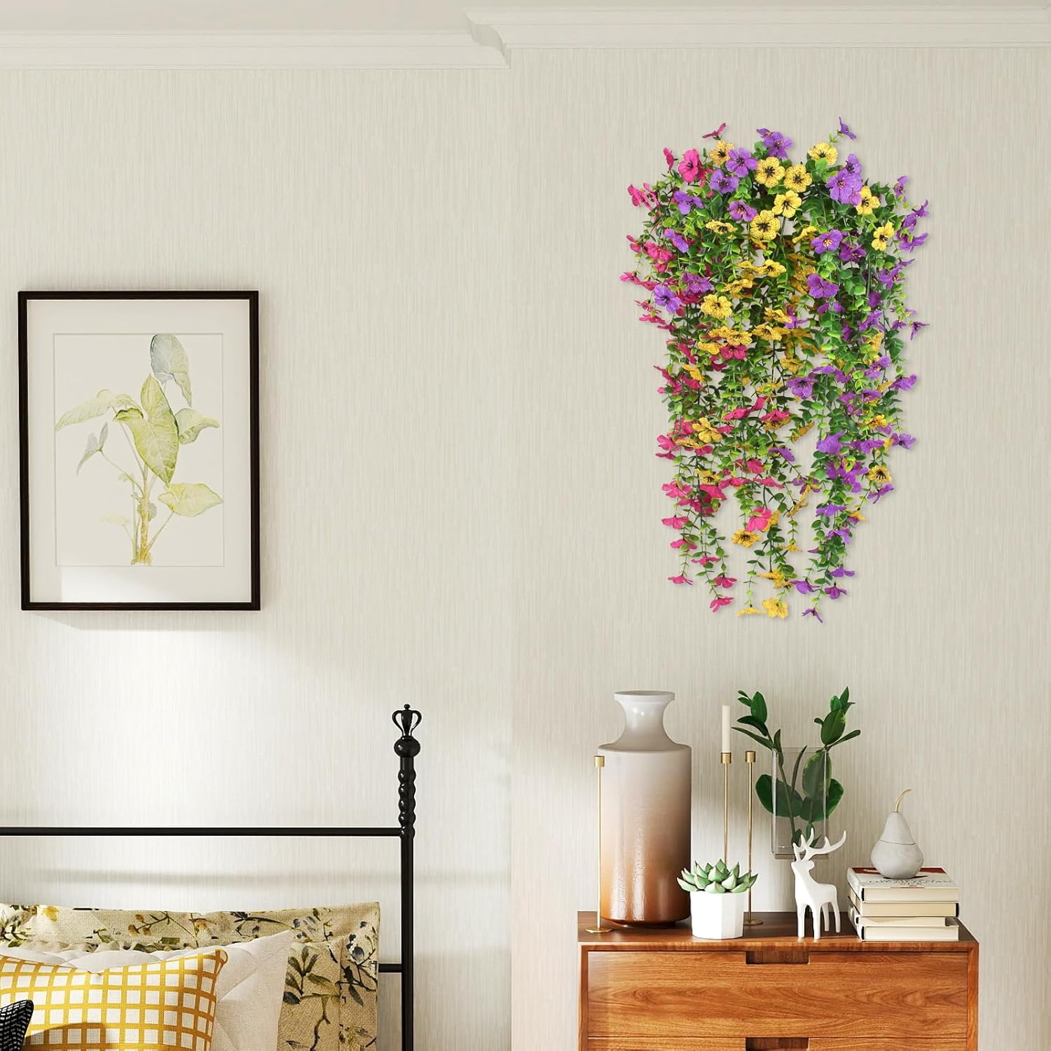 3 Pcs Artificial Fake Hanging Flowers Plants For Spring Outdoor Outside Decoration, Uv Resistant Faux Plastic Fabric Flower For Garden Porch Patio Balcony Yard Decor?Mix?