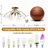 Modern Gold Semi Flush Mount Ceiling Light Vintage Brass 3 Light Fixture