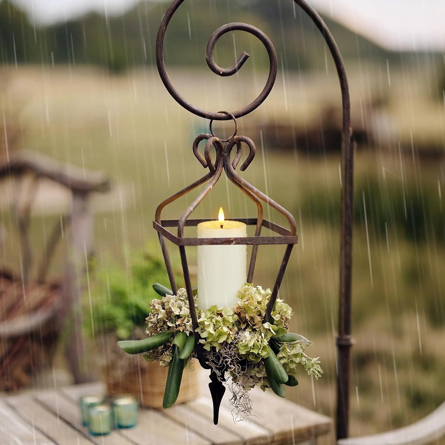Outdoor 4Pcs Flameless Waterproof Candles With Handy Remote Control, Cycle Timer Battery Operated Candle Grease Effect Led Flickering Pillar Plastic Long Lasting (Ivory, 3" X4" 5" 6" 7")
