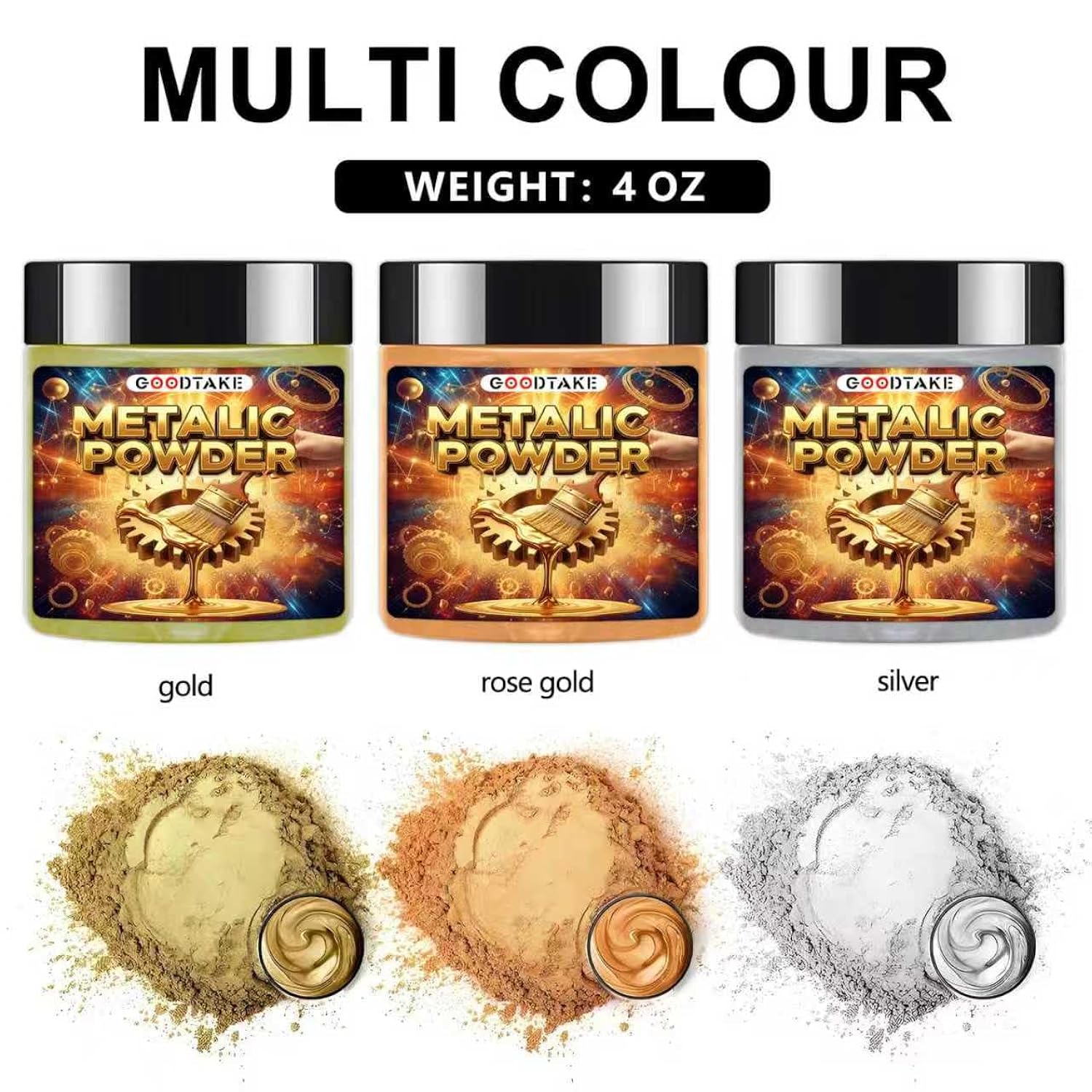 Metallic Pigment Powder For Epoxy Resin, Silver Metallic Powder, Fine Real Mica Metal Dye For Painting Arts, Polymer Clay, Tray, Countertops (Silver, 4 Ounce)