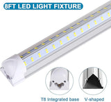 10 Pack 8FT LED Shop Light Fixtures 120W 19000LM 6000K V Shape Linkable Garage Lights