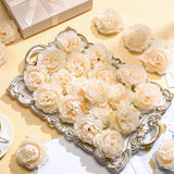 200 Pcs Flowers Long Stem Artificial Rose Bulk, 3.2 Inches Silk Rose Head Flowers Faux For Wedding Bridal Bouquet Independence Day Home Floral Diy Centerpieces Party Decoration(Champagne)
