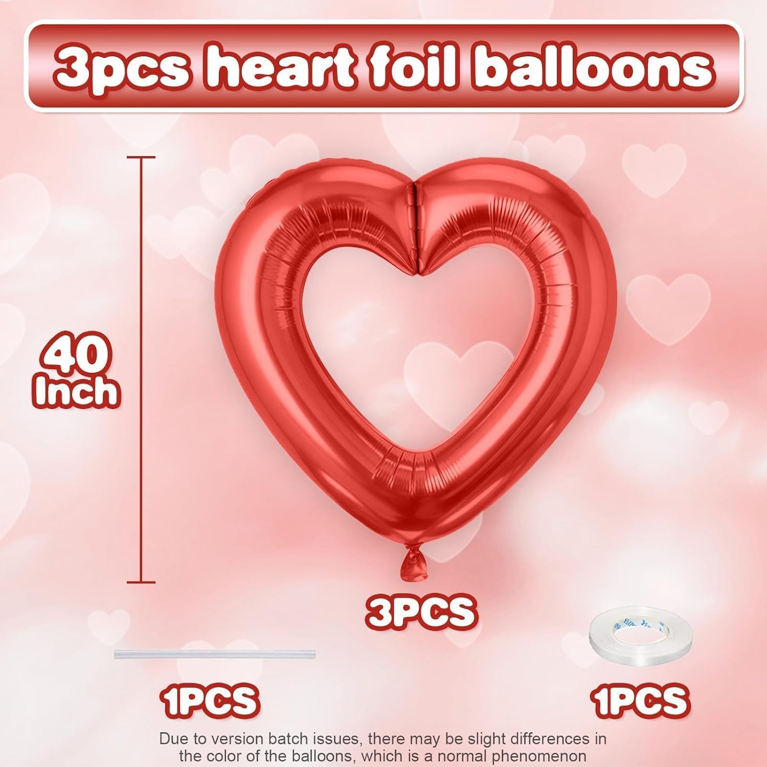 Red Heart Balloons,3Pcs 40Inch Large Hollow Out Heart Foil Balloon For Valentine'S Day Birthday Wedding Engagement Bridal Showers Anniversary Party Decorations