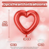 Red Heart Balloons,3Pcs 40Inch Large Hollow Out Heart Foil Balloon For Valentine'S Day Birthday Wedding Engagement Bridal Showers Anniversary Party Decorations