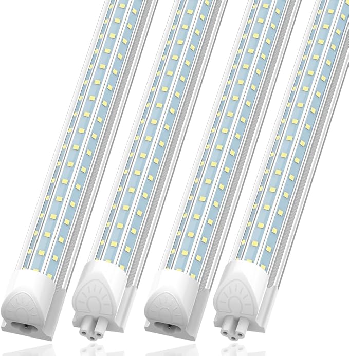 4 Pack 4FT LED Shop Lights 48W 7200LM 6000K D Shape Linkable T8 Fixtures for Garage Workshop