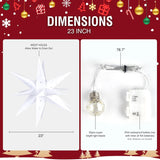 23" Moravian Star Outdoor Light - 18 Point White Christmas Star Indoor, 3D White Pvc, Waterproof Ip44, Battery Operated