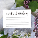 50 Words Of Wisdom Advice Cards, Blank Advice Cards, Guest Book Alternative For Graduation, Bridal Or Baby Shower Party Games, Boy Or Girl Baby Predictions.4" X 6"