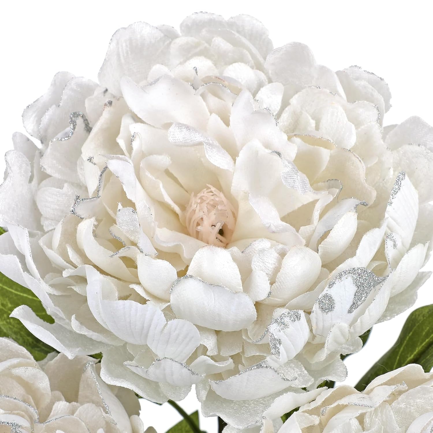 3Pcs White Peony Artificial Flower Stems 29.1In Long Stem Fake Peonies Silk Floral Arrangement Real Touch Peony Flower For Christmas Home Vase Party Wedding Bouquet Decor
