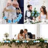 Artificial Flowers Blue Roses Real Looking Foam Fake Roses With Leaves And For Diy Wedding Bouquets Bridal Shower Centerpieces Party Decorations (50, Baby Blue)