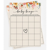 Wildflower Bingo Game, 50 Cards, Fun Activity, Girl, Boho Theme Decorations, A Little Wild Flower Is On The Way, Floral Baby In Bloom