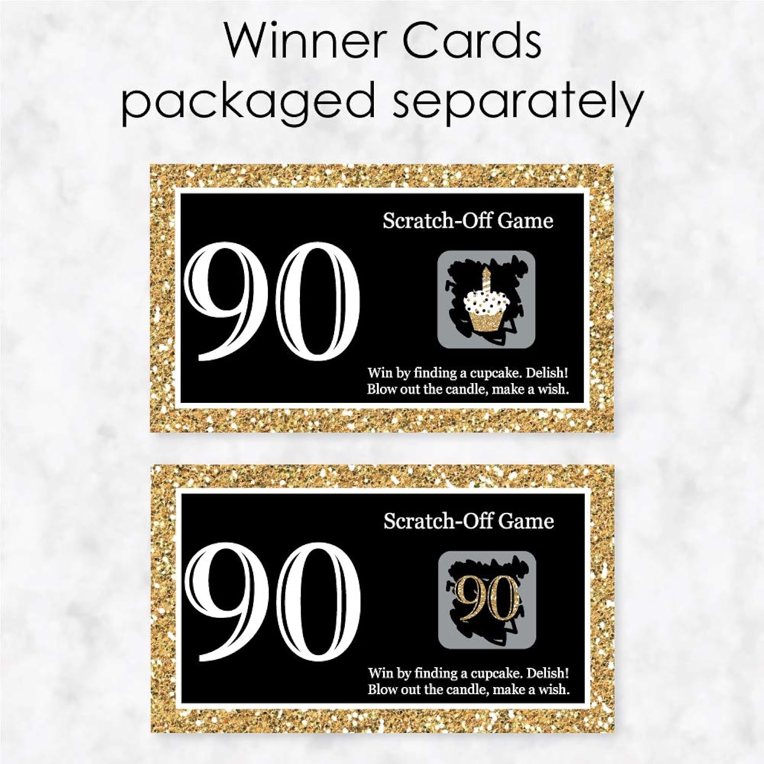 Big Dot of Happiness Adult 90th Birthday - Gold - Birthday Party Game Scratch Off Cards - 22 Count