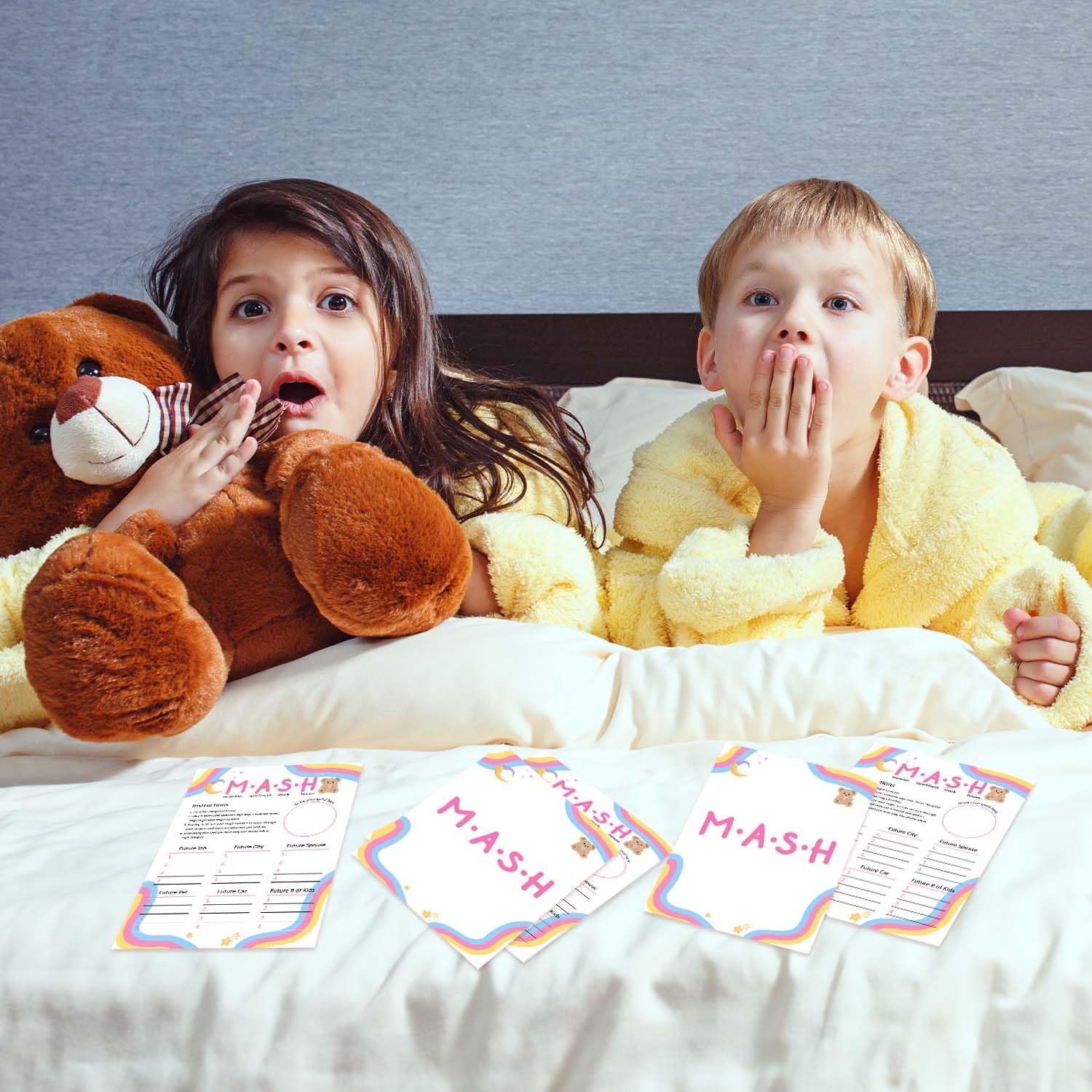 Slumber Party Games - M.A.S.H, Supplies For Girls Pajama Party Favor, Night Games For Teen Adult Birthday, Set Of 20 Sleepover Cards Activity /Sy01