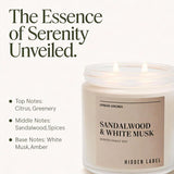 Sandalwood White Musk Scented Candle, 12Oz Natural Soy Wax, 2 Wick Aromatherapy Candles For Home, 70Hours Burn Time, Non Toxic, Clean Burn, Gifts For Women, Yoga, Stress Relief, Relaxation
