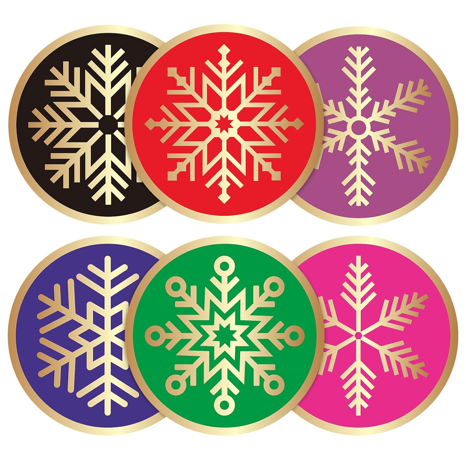 Christmas Snowflake Stickers - 120Pcs 2Inch Gold Foil Stamping Design Envelope Seal Labels, Merry Xmas Gift Stickers For Cards