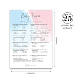 Gender Reveal Party Game — Baby Trivia Game — Pack Of 25 — Minimalist Pink Or Blue Fun Baby Facts Games, Blue Or Pink Trivia Gender Neutral Baby Shower Games Activities, Coed Couples Shower G752-Trv
