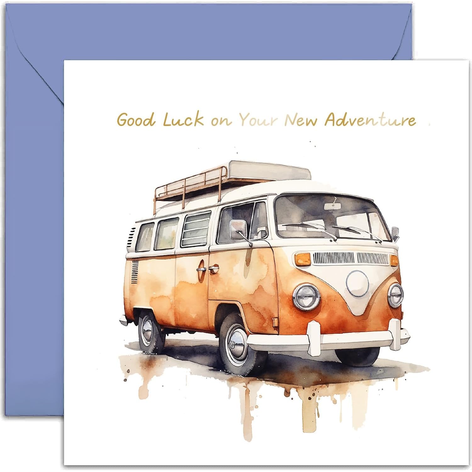 Old English Co. Campervan Good Luck Card - Fun Leaving Card For Him Or Her - Blank Inside With Envelope