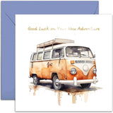 Old English Co. Campervan Good Luck Card - Fun Leaving Card For Him Or Her - Blank Inside With Envelope