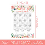 Baby In Bloom Baby Shower Word Search, Pink Floral Boho Girl Game Cards – 20 Count