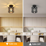2 Pack Hexagon Semi Flush Mount Ceiling Lights Black Farmhouse Fixtures