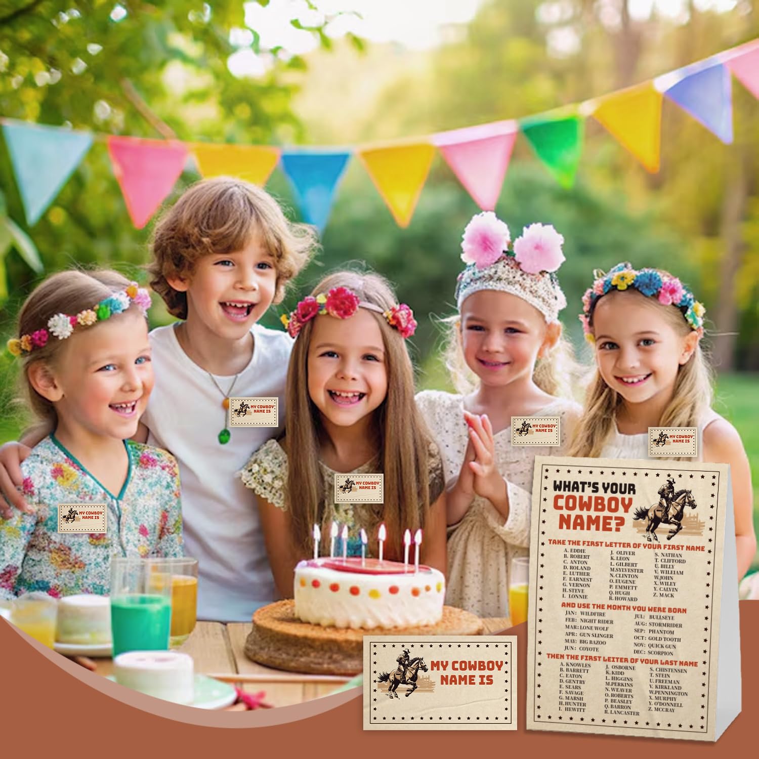 What'S Your Cowboy Name For Baby Shower Game, Birthday Party Decoration, Pack 1 Sign And 30 Name Stickers, Baby Shower Games, Gender Neutral Party Supplies(Mzg03)