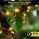 33FT Rechargeable Fairy Lights 100 LED Warm White Waterproof String Lights with Remote
