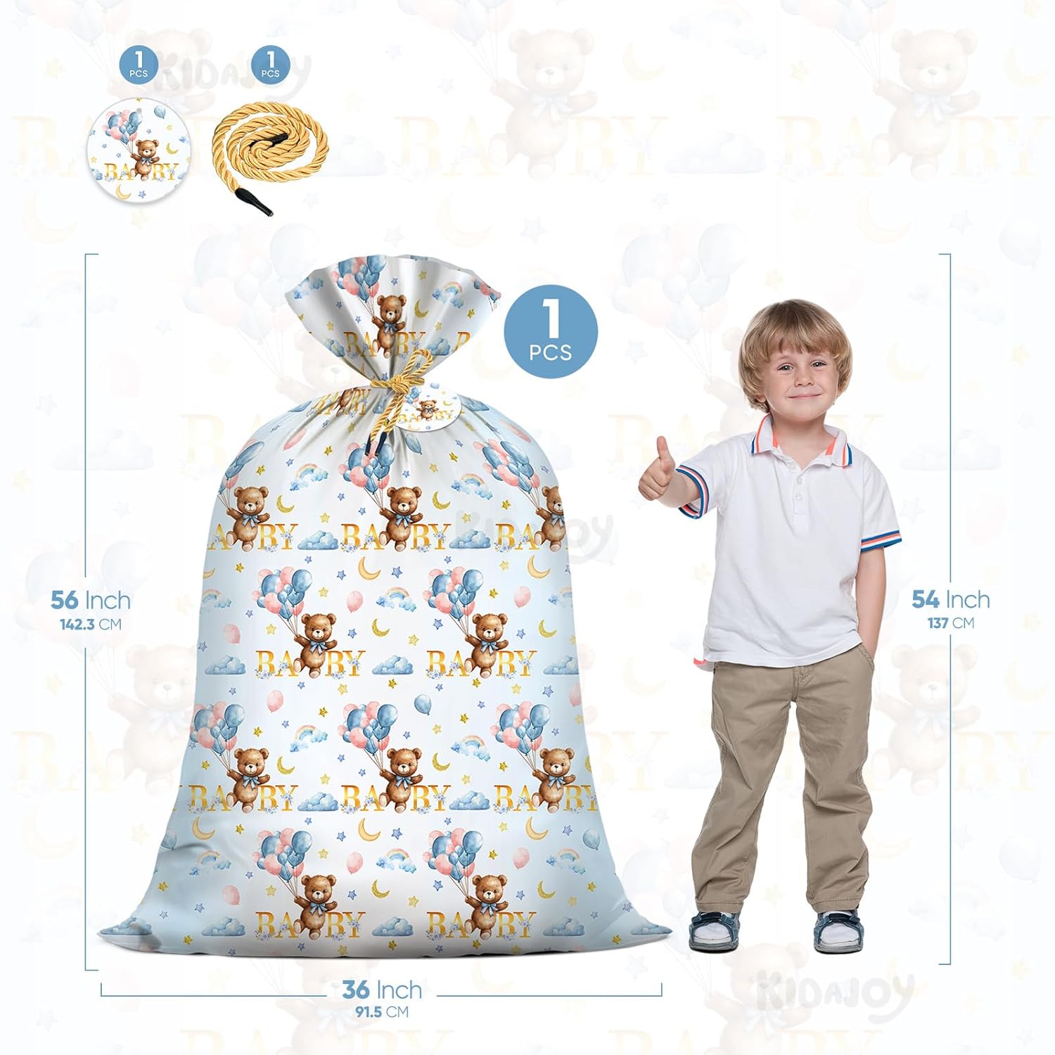 Extra Large Teddy Bear Gift Bags Baby Shower Jumbo We Can Bearly Wait Baby Plastic Gift Bag For Girls Boys Newborn Parties Favors Decorations 56 * 36 Inch