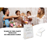 Golden Theme Favorite Family Traditions Baby Shower Games Set(1 Sign And 20 Cards), Games For Baby Shower, Wedding Shower, Bridal Shower, Game Night, Gender Reveal Party, Family Day Decorations 20
