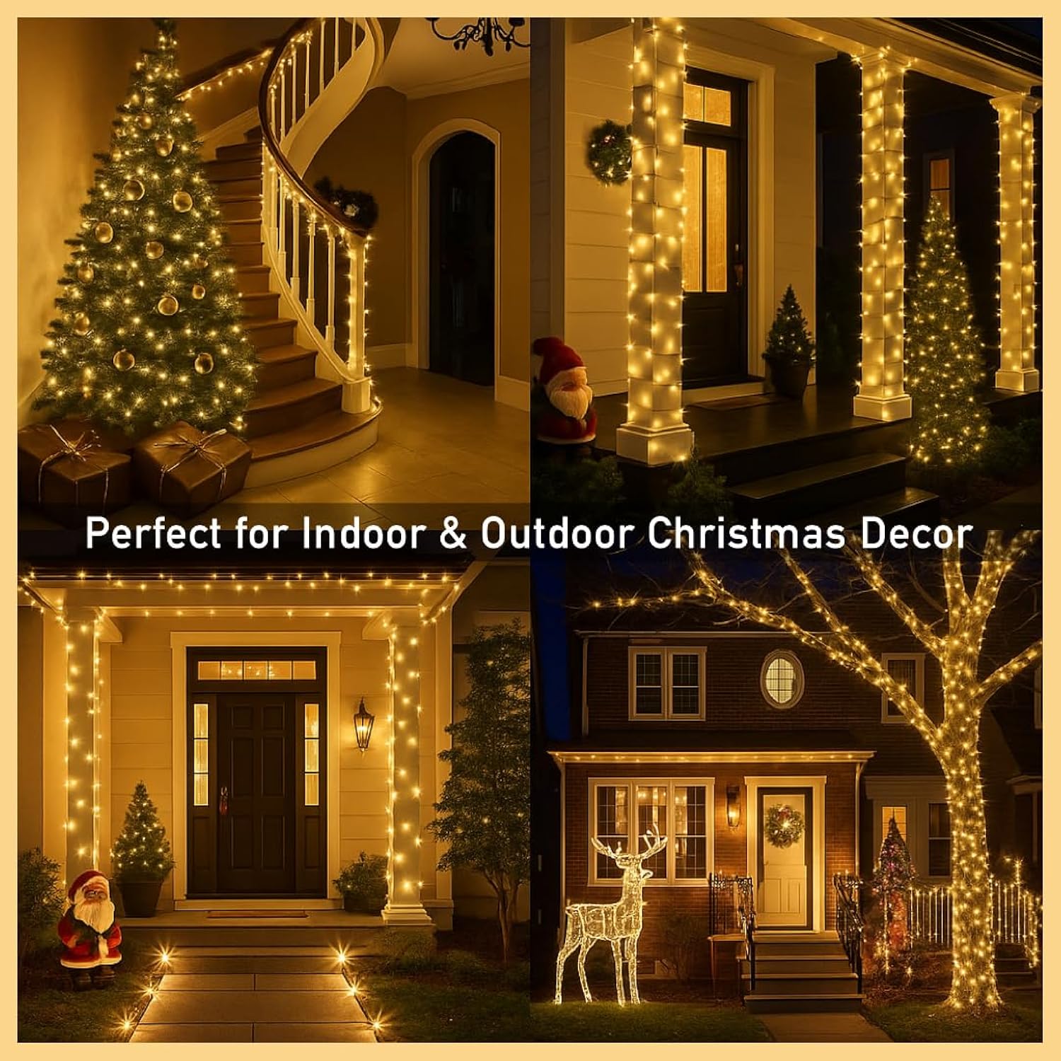 98 Ft 300 Led Outdoor Fairy Lights Plug In Connectable Clear Wire With Remote Control, Waterproof String Lights With Tim