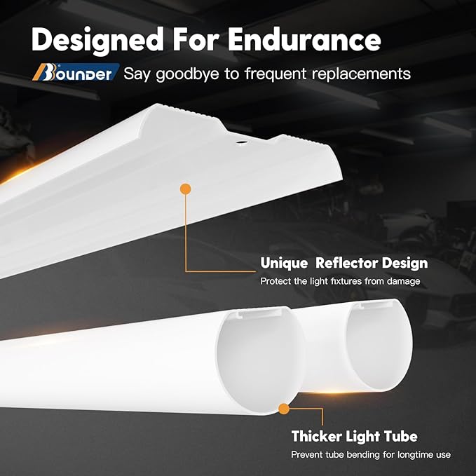 12 Pack 4FT Linkable LED Shop Lights 6500K 4400LM Cool Daylight with Reflector