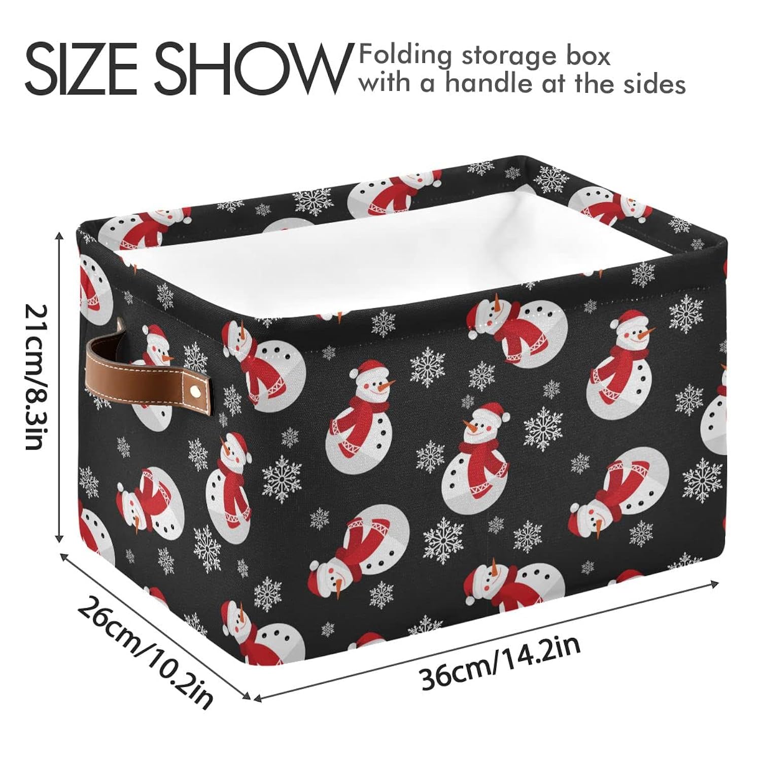 Winter Snowman Snowflake Storage Basket Fabric Laundry Baskets Christmas Holiday Xmas Decorations Storage Boxes Organizer Bag For Baby Cloth Dog Toy Book Storage Cubes Shelf Closet Bins 16×12×8