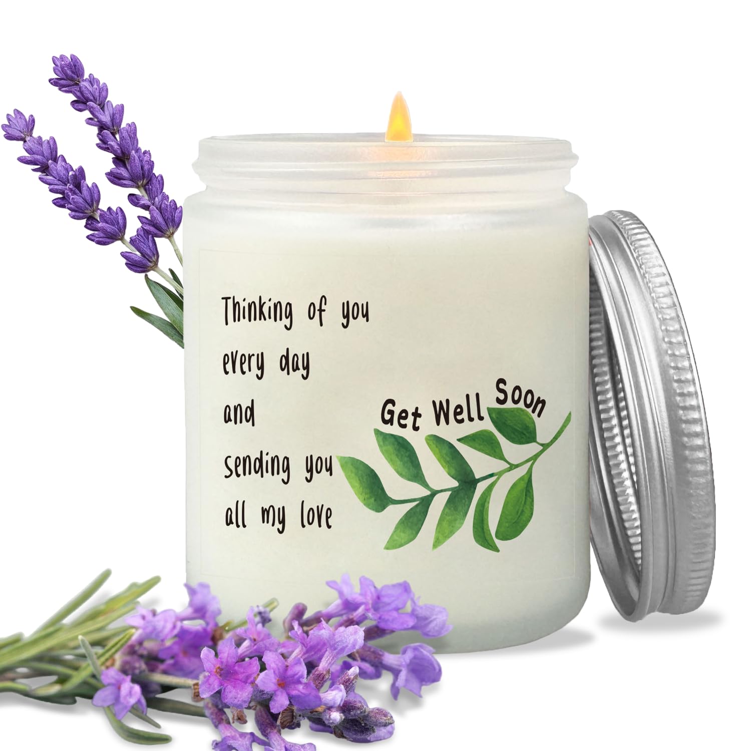 Get Well Soon Gift For Women & Men - Soy Scented Candle, After Surgery Recovery, Cancer Support, Thinking Of You Encouragement For Family Friends