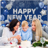 Happy New Year 2026 Blue Backdrop Banner for Party and Photo Booth Decor