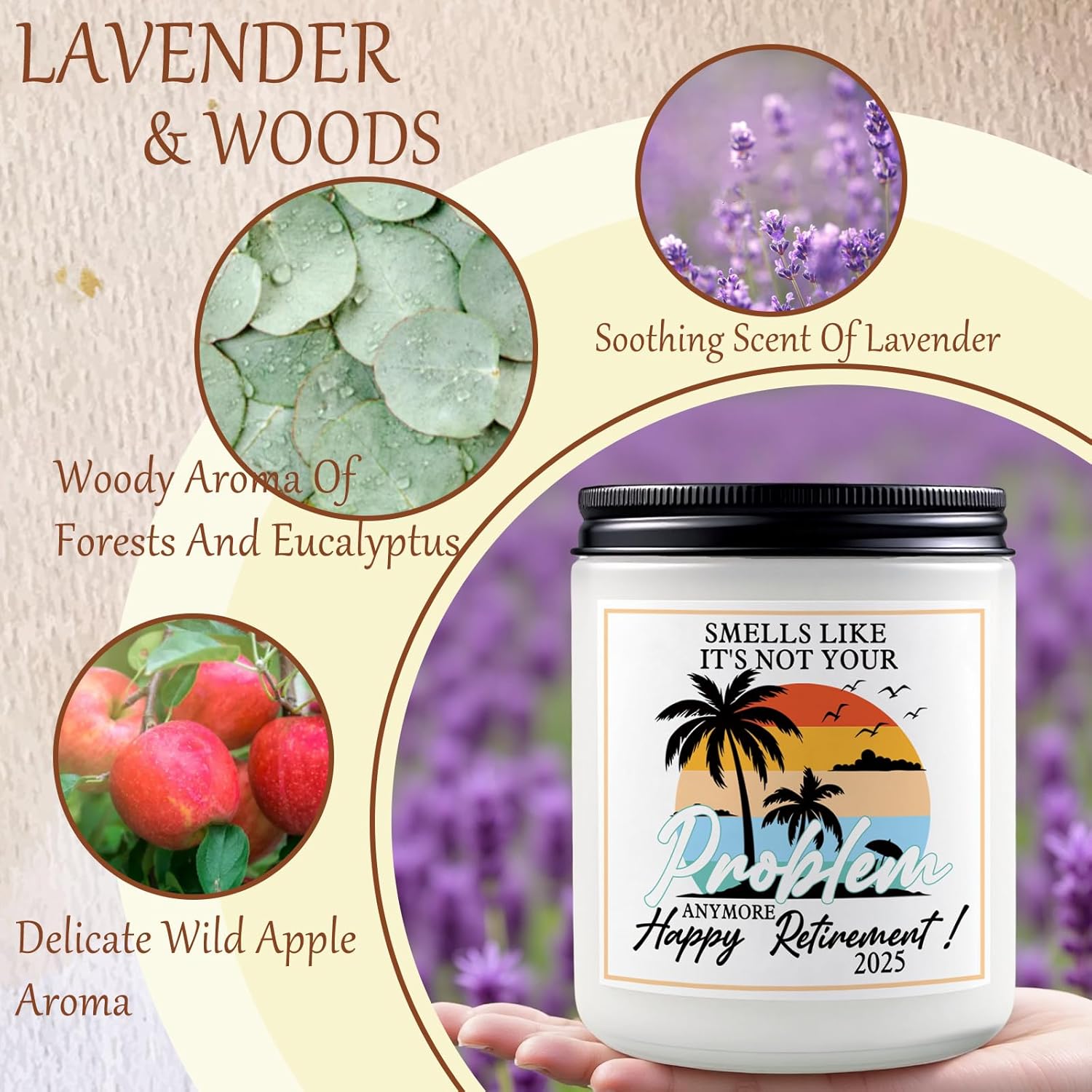 Retirement Gifts For Woman Men, Lavender Scented Soy Candle (7Oz), Happy Retirement Gift For Coworker Colleague Boss Teachers Nurses Friends