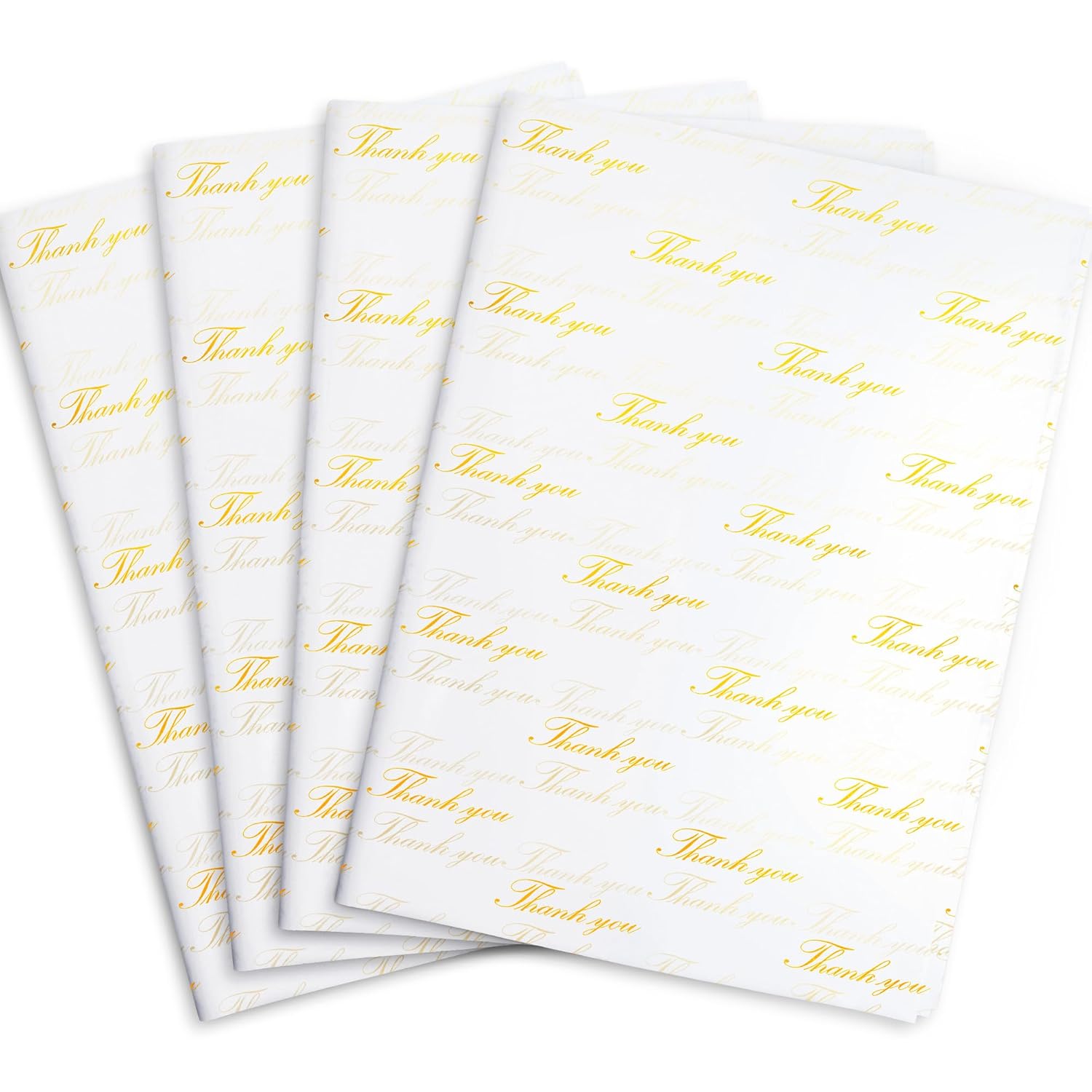 100 Sheets White With Gold Thank You Tissue Paper Bulk,20" X 14",Golden Thanks You Tissues Paper For Packaging And Gift Bags,Small Business