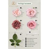Artificial Flowers Combo Mix Silk Flowers Pink Roses W/Stem For Diy Wedding Bridal Bouquets Baby Shower Floral Arrangement Table Centerpieces Home Decorations (Rougepink)