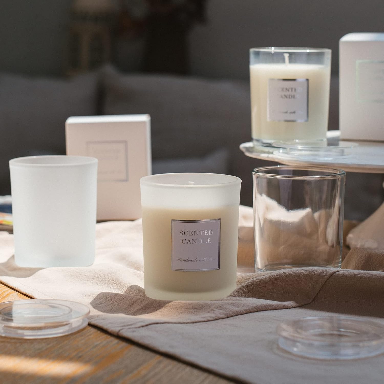 Candle Jars, 15 Pack 9 Oz Glass Empty Vessels Containers Jars Bulk With Clear Lids For Making Candles (Frosted)
