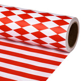 Reversible Wrapping Paper Roll, Mini Roll, Red And White Stripes And Diamond Pattern, Holiday Gift Wrap For Christmas, Valentine'S Day, Birthday, Wedding, Baby Shower, 17 Inches X 16.4 Feet