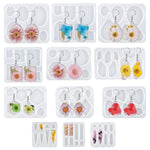 12 Pcs Earring Resin Molds - Epoxy Resin Molds - Silicone Jewelry Mold With Hole - Casting Molds In Various Shapes And Sizes For Earrings, Pendants, Keychains, Jewelry Making, Diy Crafting