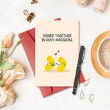 Cute Macaroni Pun Engagement Card, Funny Wedding Card For Bride And Groom, Wedding Gift Card For Newlyweds, Bridal Shower Card For Him Her, Joined Together In Holy Macaroni
