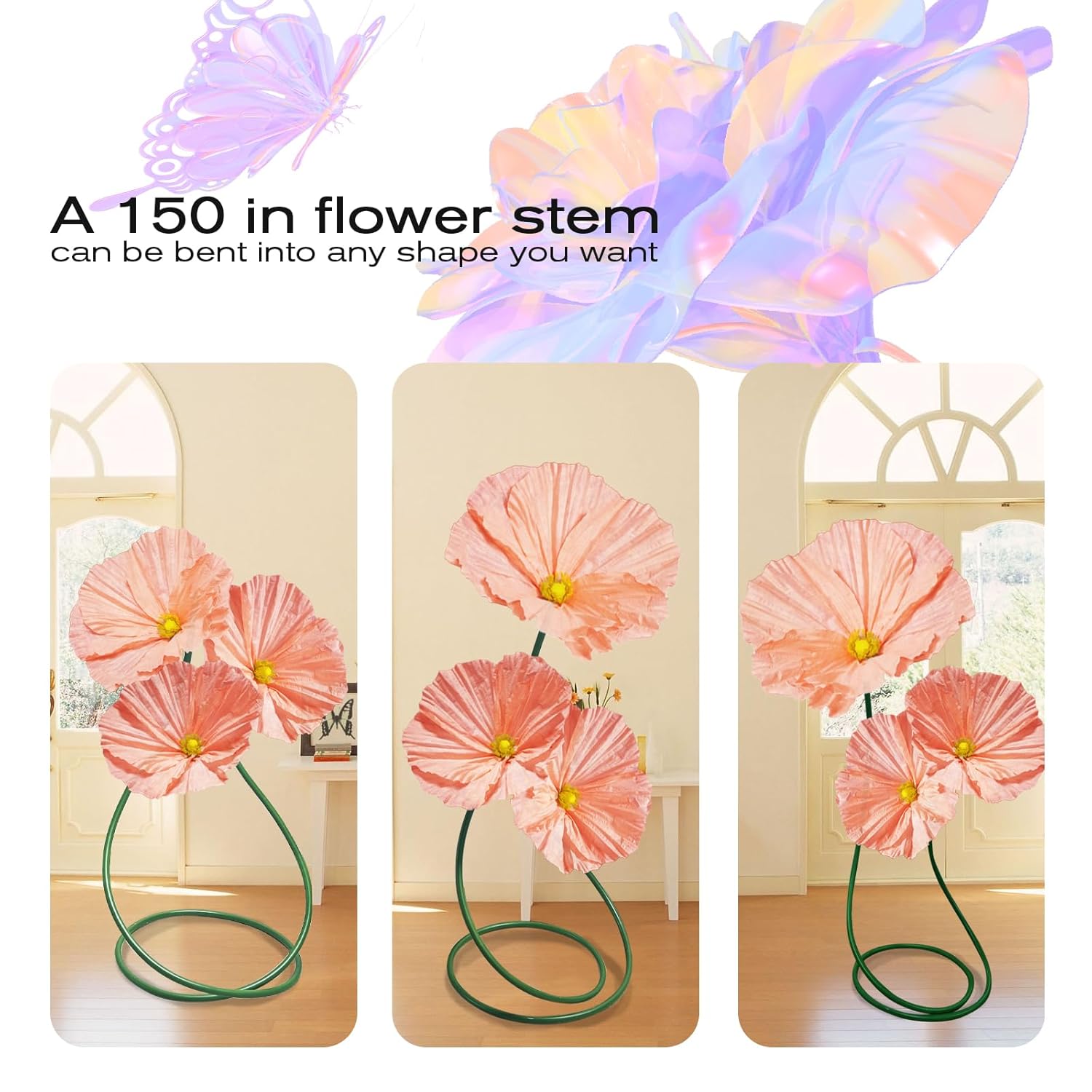 Large Flowers Artificial Flower Decoration - Wedding Giant Flowers Huge Artificial Paper Floral For Birthday Ceremony Party Event Mall Window Display Decorations 3Pc (Pink)