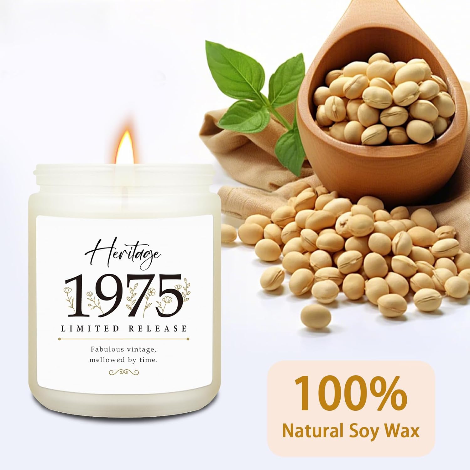 Happy 50Th Birthday Candles - 50Th Birthday Gifts For Her, 50 Year Old Birthdays Decorations, 1975 Birthdays Gift Lavender Candle For Women, Natural Soy Wax Scented Candles